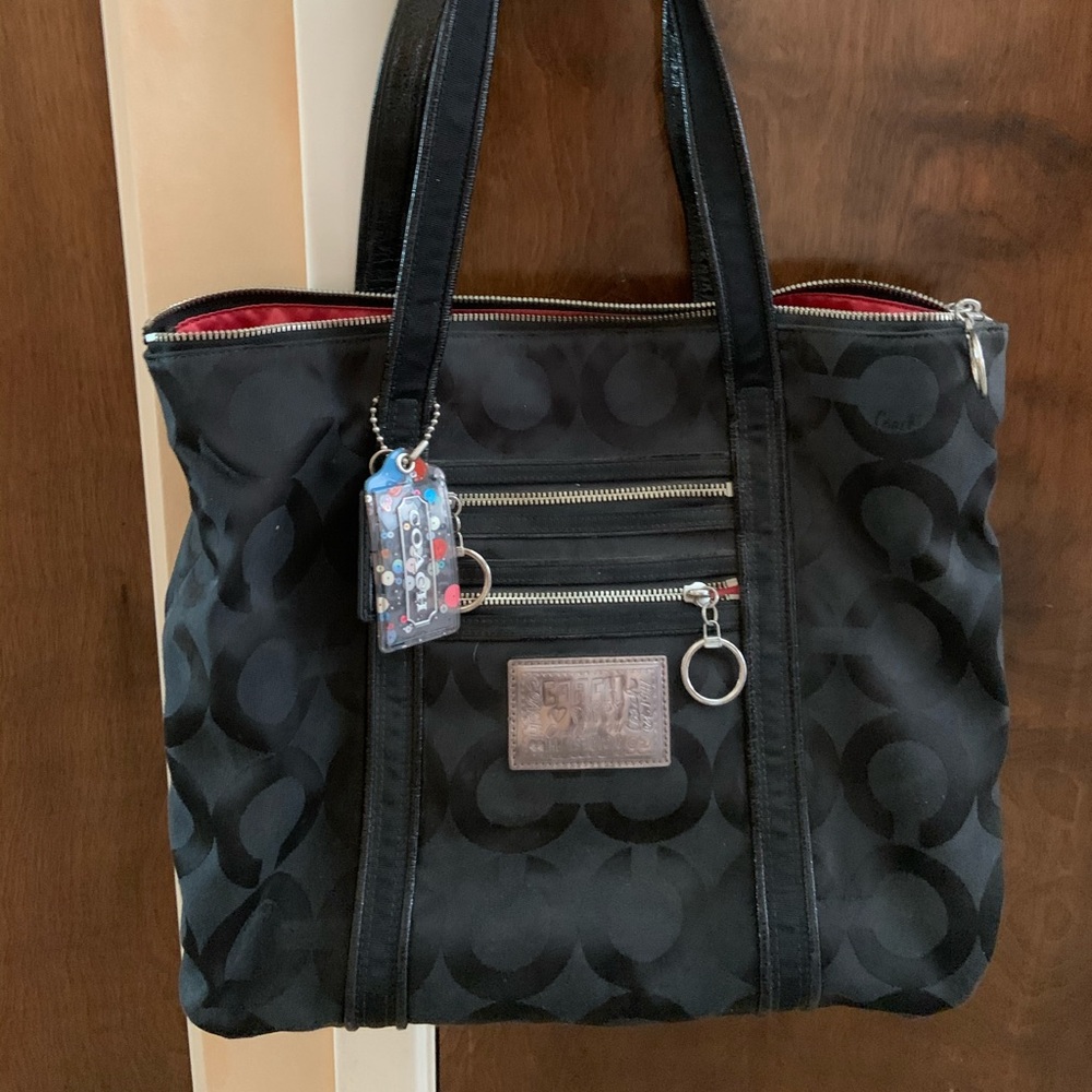 Black Coach Poppy Signature Glam Tote